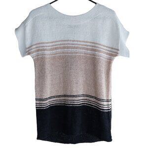 Cable & Gauge Colorblock Short Sleeve Sweater Size Small